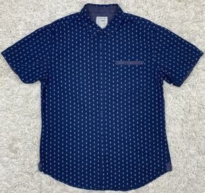 Colours Alexander Julian Shirt Mens XL Navy Anchor Print Cotton Short Sleeve Geo